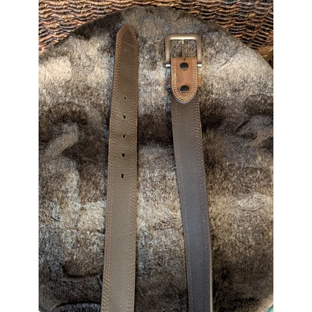 Carhartt Leather Belt Men's 42 Brown Silver Buckle Office Boho Casual Western